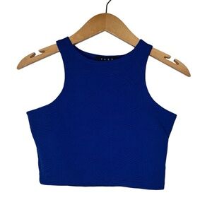Womens Blue Crop Stretch Tank Top Medium